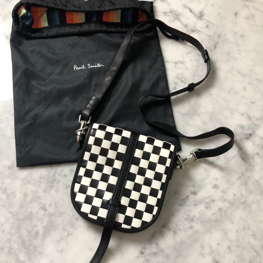 Paul Smith leather Black and White Checkered Crossbody Bag